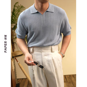 Breathable Comfort Sea Gull Collar V-neck Short Sleeve T-shirt Men