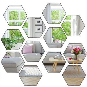 [HÀNG CÓ SẴN] Set 12 Miếng Gương Dán Tường 3D Trang Trí Hình Lục Giác
