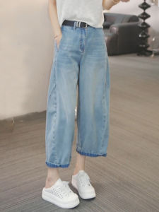 Shalldoer | Retro Hong Kong Style Womens Fashion Floral Cargo Jeans High Waist Straight Leg Thin Summer Loose Fit Eighteen Pants