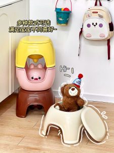 Thickened Anti-slip Plastic Childrens Stool Cute Peep Toy Block Storage Shoe-changing Stool Home Furniture Leisure Furniture