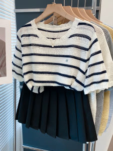 JIANDIYA | Silky Striped Lazy and Loose Style Knitted T-shirt