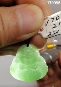 🌹100% Authentic Brand New Set "A" grade Burmese jade lucky "Fugong 佛公" 糯冰种水 fortune smiling Buhda pendant beautiful bean greenbase masters hands crafted natural jade stone appearance wear for fulfillment of wishes high grade good translucency no stain