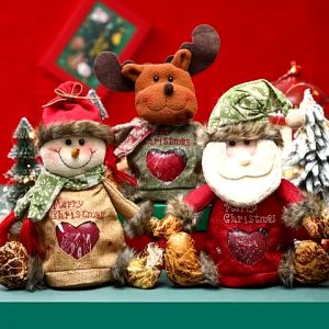 จัดส่งจากกรุงเทพ ถุงของขวัญคริสต์มาส ถุงขนม บิสกิต ขนมหวาน แบบพกพา ของขวัญวันคริสต์มาส มีซิป