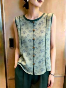 French Floral Women Tank Top Slim Elegant Stylish