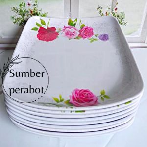 AWR STORE - DISKON 59% UNTUK 6 PCS PIRING PERSEGI MELAMIN MOTIF SNI 100% MELAMIN ORIGINAL BER SNI