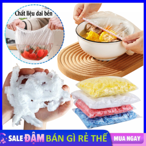 100 Chiếc Màng Bọc Thực Phẩm PE Màn Bọc Đồ Ăn Chống Bụi Có Chun Co Giãn Siêu Dai - Mũ Chùm Đầu Màng Bọc Thức Ăn Chống Bụi Dày Dặn Dùng 1 Lần Tiện Dụng