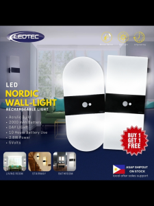 LEDTEC Nordic Wall Light - Rechargeable LEDTEC Motion Sensor Wall Light - 2000mAh Magnetic LED Sconce Touch Dimming Always-On/Auto Mode Type-C Charging Soft Warm Light PIR Motion Detection Indoor Bedroom Hallway Night Lamp