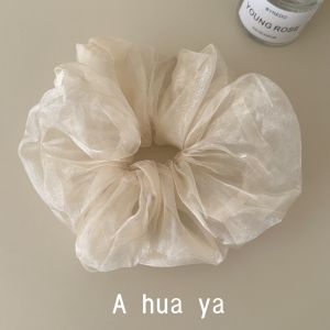 Sweet Fairy Large Ogeesha Hair Ties Womens Pink Beige Simple Versatile Korean Style Hair Bands Fashionable Hair Bands