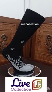 12 Pasang Kaos Kaki Jempol Muslimah Nilon Panjang Wanita Dewasa Motif Bunga Akar Computerized