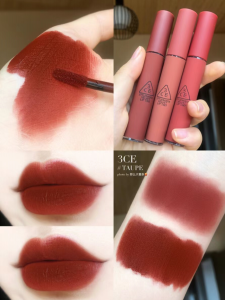 Son Môi 3CE Velvet Matte Lip Glaze Mini Sample Long-lasting Natural Color Rose Nude Pink Experience Pack Velvet Texture