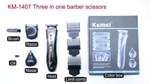 Kemei Multifunctional Rechargeable 3 In 1 Shaver & Trimmer 3 In 1 Rechargeable Shaver & Trimmer for Hair and Nose KM-1407