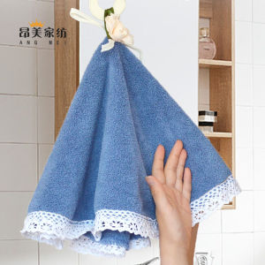 round Hanging Absorbent Towel Cute Girl Handkerchief Home Kitchen Bathroom Water Absorbing Towel Lightweight Solid Color