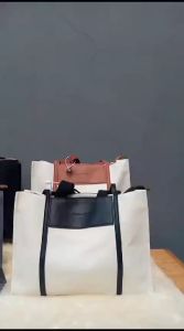 Tas Totebag Wanita Import Bahan Kulit Pu Kombinasi Kanvas Tas Bahu Cewek Kekinian Shoulder Bag Wanita Tas Kerja 216394 1639