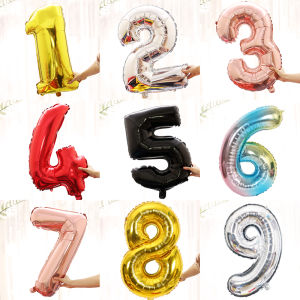 32-Inch Digital Balloons Wedding Proposal Supplies Aluminum Foil Rose Gold Silver Gradient Colors Decorative Balloons for Bedroom