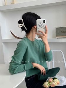 เสื้อสเวตเตอร์ถักนิตติ้งคอตตอนนุ่มๆ ทรงหลวมๆ สำหรับผู้หญิง เสื้อสเวตเตอร์คอตตอนผสมแบบสวมหัว แขนยาว ปกติ ฤดูใบไม้ร่วง 2025