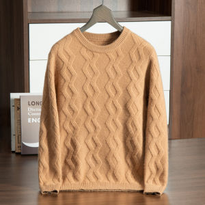 Thick Knitted Mens Wool Sweater Long Sleeves Pure Color Pullover Comfortable Breathable for Autumn Season Ideal for Business