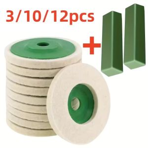 3/10 pcs 4 Inch Wool Polishing Wheel Buffing Pads Angle Grinder Wheel Felt Polishing Pad Disc Angle Grinder Accessories for Car