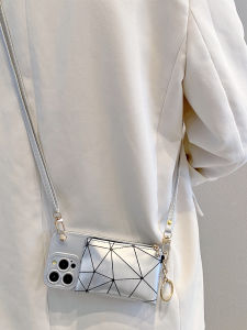 Silver Rhombus Pattern Silicone Phone Case with Hand Strap Womens Style Compatible with Honor 400 pro 300 200 Series Mobile Phones