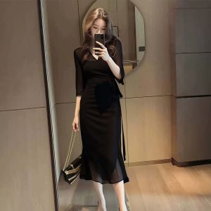 XUECAIQI | French Style Slim Fit Mermaid Long Dress
