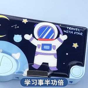 Pencil Box 6 in 1 Cartoon Multifunctional Stationery Storage Box with Scissors Ruler Pencil Eraser Pencil Sharpener Large Capacity Safe Material Durable Waterproof Stationery Box Kids Gifts ❤️