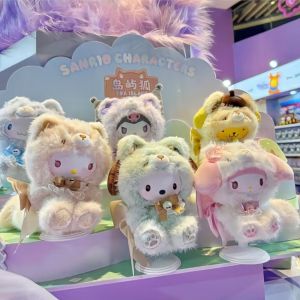 Sanrio | Hello Kitty Kuromi Fox Island Series Vinyl Plush Blind Box Cute Cartoon Hello Kitty Pendant Girl Bag Ornament Toy Gift