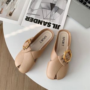 IELGY รองเท้าเปิดส้นขี้เกียจ PU สวมใส่สบายใหม่ฤดูร้อนไม่ลื่นทันสมัย