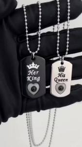 2-Piece Set Glow-in-the-Dark Crown Design Necklaces with 100 Languages I Love You Projection Fashion Couple Jewelry Gift