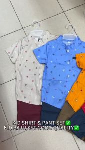 KID CASUAL SHIRT & PANT SET/BAJU KANAK-KANAK/BAJU ANAK/BAJU SHIRT & SELUAR SET COTTON READY STOCK GOOD QUALITY