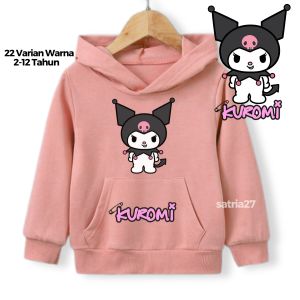 JAKET ANAK HOODIE SWEATER SABLON KUROMI KEKINIAN TERBARU BAHAN FLEECE PREMIUM USIA 2TAHUN SAMPAI 12TAHUN LAKI LAKI PEREMPUAN SIZE S SAMPAI XL