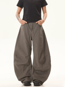 Retro American Design Folded Knife Jeans Loose Wide Leg Black Denim Pants Casual Style Worn Look Spring Summer Autumn