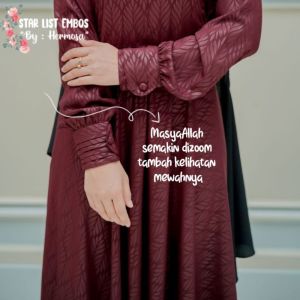 Gamis hermosa wolfis embos motif padi warna marun-gamis syari marun umbrella 4 meter-gamis syari