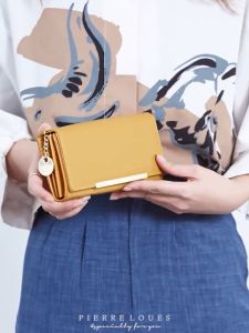 กระเป๋าสตางค์ แฟชั่นสตรีกระเป๋าสตางค์ใบยาวสีพื้นมีตัวล็อคกระเป๋า กระเป๋าสตางค์ยาวของผู้หญิง