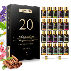 MAYJAM Excellent Gift Set 20 Bottles Aromatherapy Essential Oils Patchouli Rose Citronella Chamomile Ylang Ylang for Diffuser