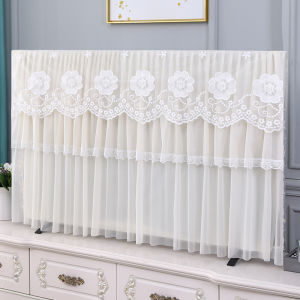 Modern Simple Style Dustproof Cover for 75 Inch LCD TV Hang Type No Removal Required Machine Washable Lace Material TV Cover