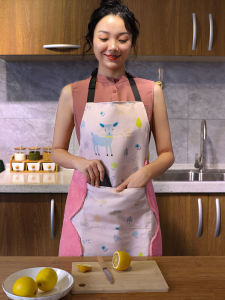 Cute Korean Style Waterproof Kitchen Apron Womens Fashion Cooking Waistcoat Workwear Hand Wiping Household Cleaning Tool