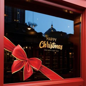 1Pc 45cm * 60cm Christmas Window Sticker Electrostatic Glass Sticker a Red Bow Element Pattern Suitable for Home Windows Bedrooms Schools Restaurants Offices and Other Holiday Party Supplies Decorations