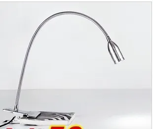 Bedside Reading Lamp Eye Protection Light Student Study Work Lamp LED Desk Lamp Clip-On Lamp Flexible Tube Spotlight 3W
