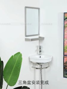 White Aluminum Bathroom Cabinet Basin Set Ceramic Sink with Mirror and Shelf Basin Kabinet Bercermin