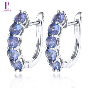 Lohaspie เครื่องประดับ2.7กะรัตของแท้แหวนเงินสเตอริ่งแข็ง925ต่างหูห่วงแทนซาไนท์ธรรมชาติต่างหูแทนซาไนต์ต่างหูห่วงสำหรับผู้หญิงต่างหูเงิน925เครื่องประดับดั้งเดิม