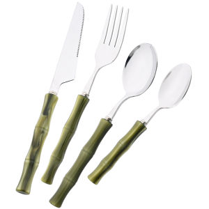 4pcs Knife Fork Spoon Dinnerware Set Mirror Stainless Steel Tableware Western Acrylic Handle Dining Table Set Suitable for Gilf