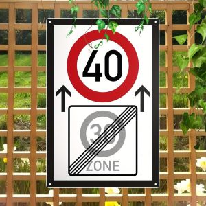 CIFbuy | Retro 40th Birthday Aluminum Road Sign 40 Years Number Wall Decor with Zone Label Durable Funny Gift for Home