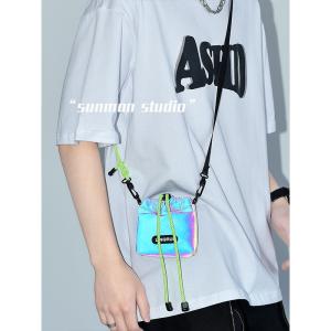 Street Style Japanese Single Shoulder Bag for Men Mobile Phone Crossbody Bag Earphone Pouch Soft Nylon Casual Backpack