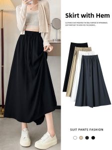 LANGPIN | High Waist Plus Size Womens Midi Skirt Loose Fitting A-Line Umbrella Skirt Street Style Polyester Blend Fall Fashion 2024