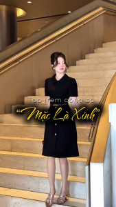 Đầm thiết kế BEMINE cổ đức khóa kéo trước dáng chữ A phù hợp đi làm-B103