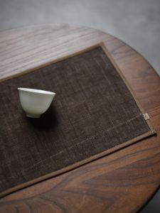 Summer Hemp Handwoven Egg Shape Table Flag Tea Ceremony Accessories Simple Japanese Style Tangerine Dyeing Cotton Tablecloth