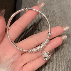 Silver Plated Copper Pull out Style Bracelet Womens Ancient Palace Bell Plain Ring Bracelet Fashionable Jewelry Hand Chain
