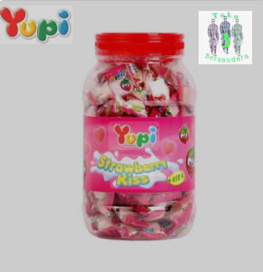 Permen Yupi Strawberry Kiss Toples 300 gr isi ±125pcs Permen Yupi Stroberi Kiss 1 Toples