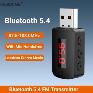 Kebidumei | Bluetooth 5.4 FM Transmitter Receiver USB Wireless Audio Adapter Handsfree Calling with LED Display HIFI Stereo For Car FM Radio