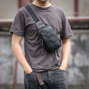 JINGZIXIANSHENG | Korean Style Casual Sling Chest Bag Leather