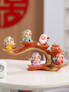 Bring In Wealth and Treasure Xile Wufu God of Wealth Decoration Luck Wealth Long-Lived and Happy Office Living Room TV Cabinet Wine Cabinet Front Desk Decoration